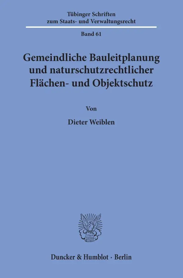 Cover: 9783428093014 | Gemeindliche Bauleitplanung und naturschutzrechtlicher Flächen- und...