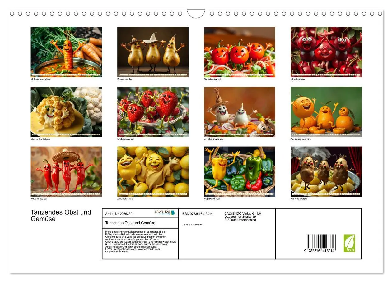 Bild: 9783516413014 | Tanzendes Obst und Gemüse (Wandkalender 2026 DIN A3 quer), CALVENDO...