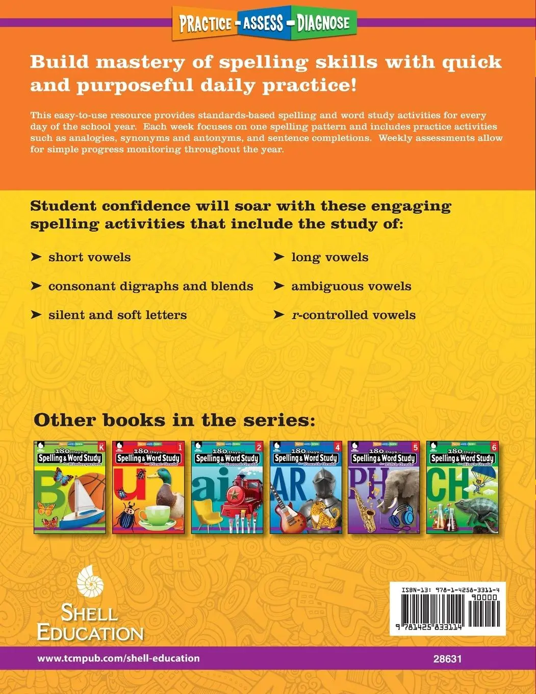 Rückseite: 9781425833114 | 180 Days of Spelling and Word Study for Third Grade | Rhoades | Buch