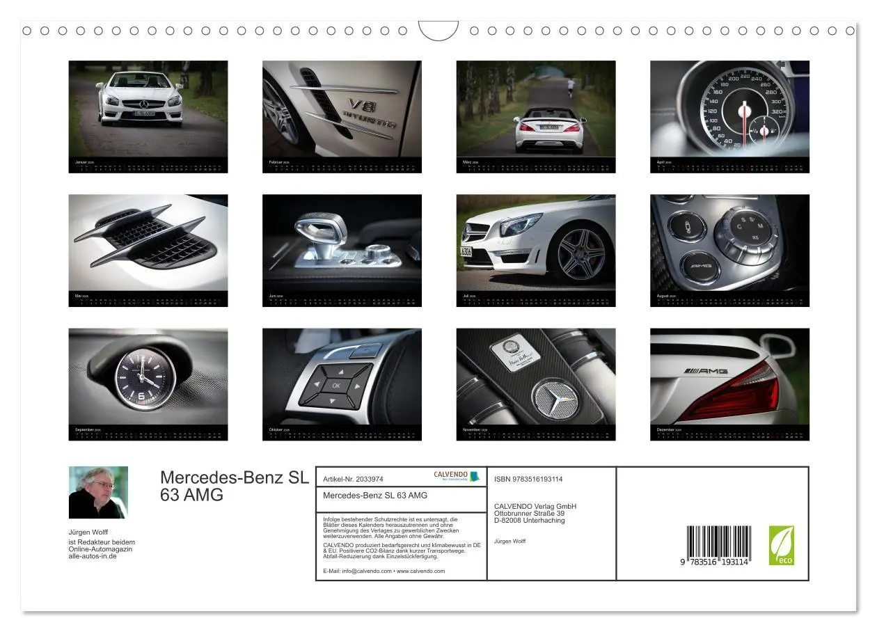 Bild: 9783516193114 | Mercedes-Benz SL 63 AMG (Wandkalender 2026 DIN A3 quer), CALVENDO...