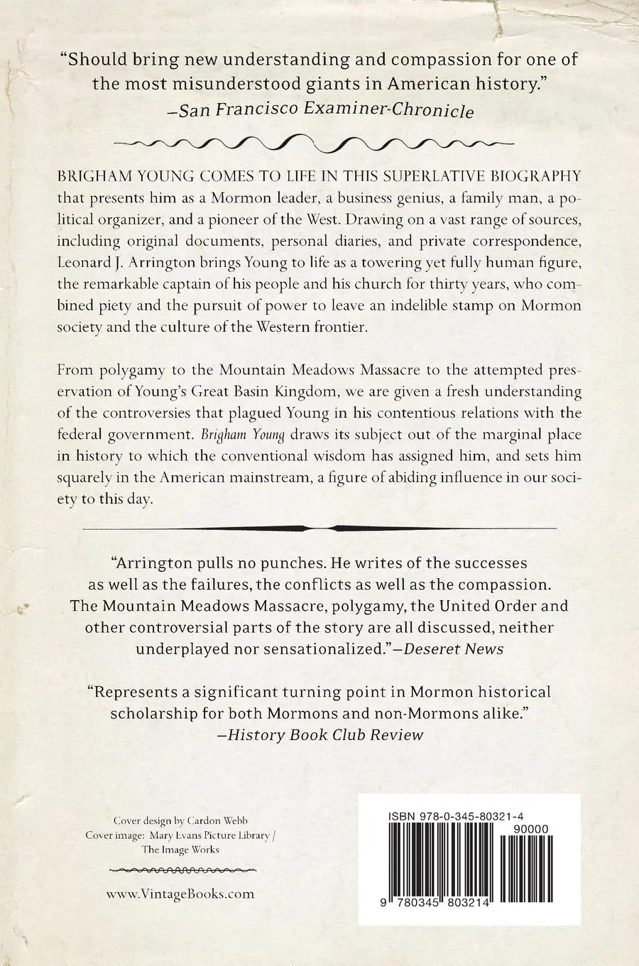 Rückseite: 9780345803214 | Brigham Young | American Moses | Leonard J. Arrington | Taschenbuch