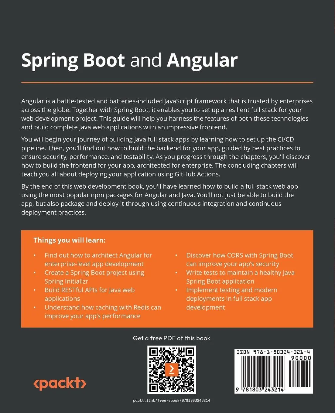 Rückseite: 9781803243214 | Spring Boot and Angular | Devlin Basilan Duldulao (u. a.) | Buch