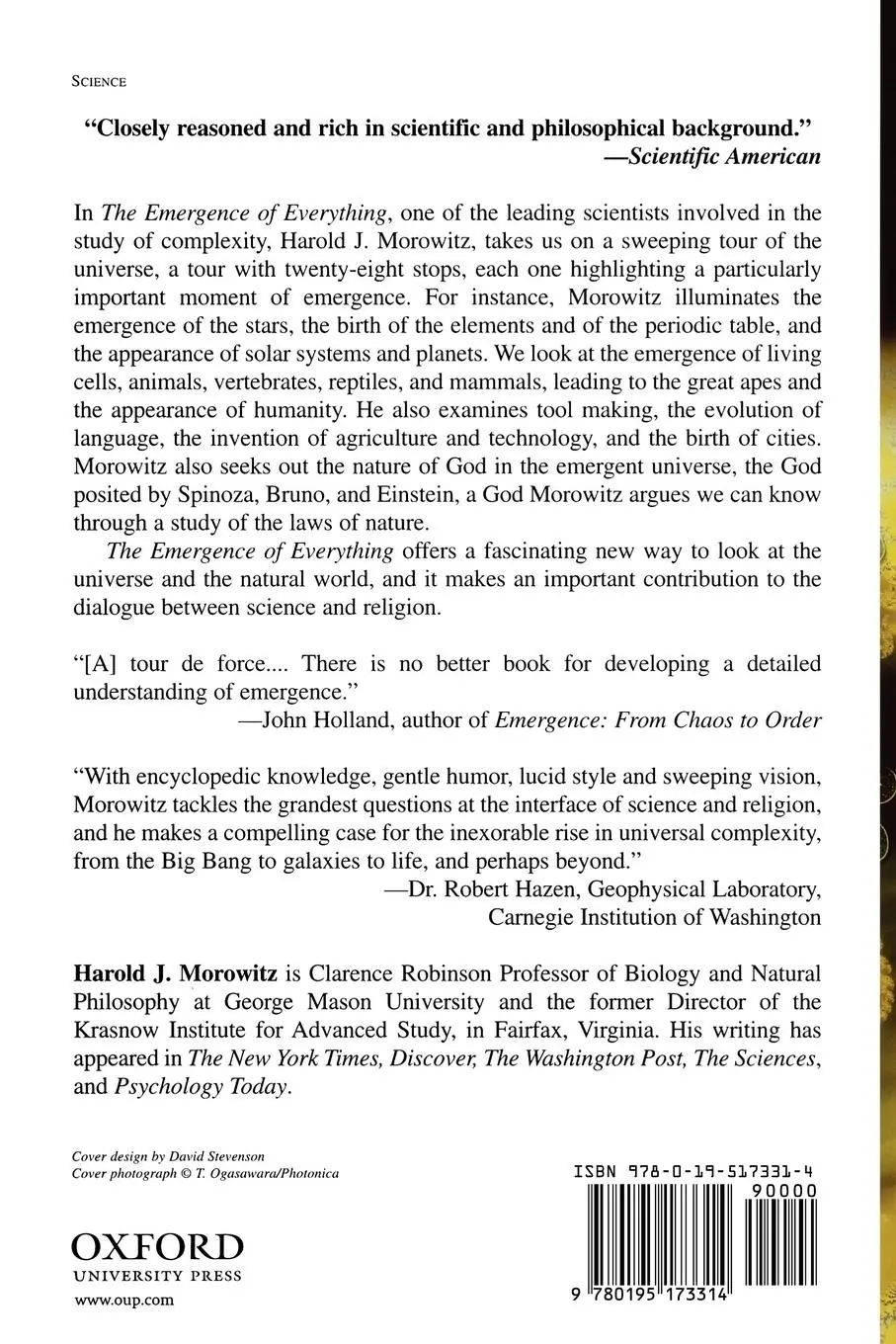 Rückseite: 9780195173314 | The Emergence of Everything | How the World Became Complex | Morowitz