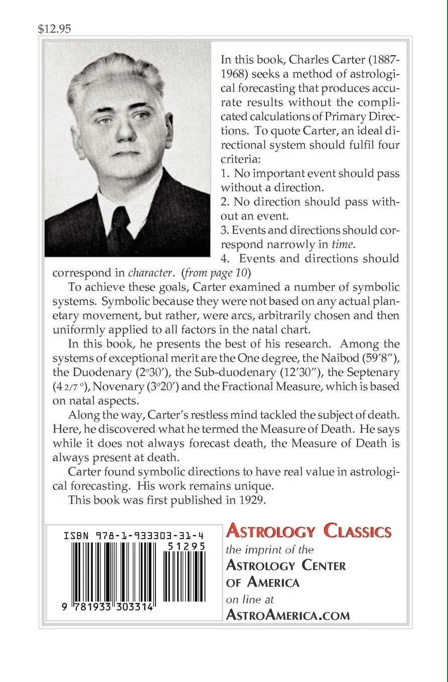 Rückseite: 9781933303314 | Symbolic Directions in Modern Astrology | Charles E O Carter | Buch