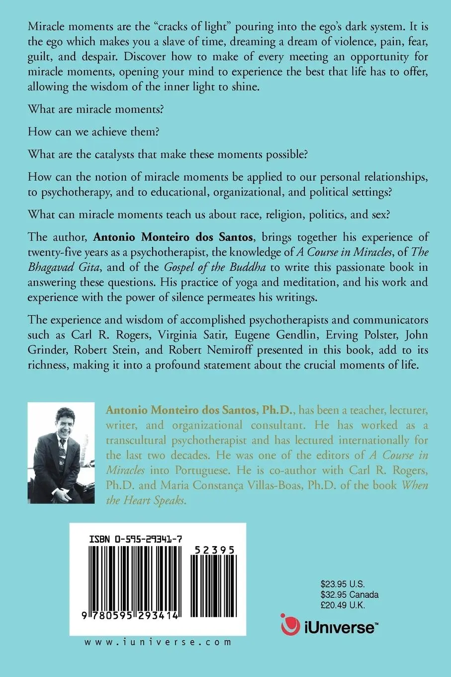 Rückseite: 9780595293414 | Miracle Moments | Antonio Monteiro DOS Santos | Taschenbuch | Englisch