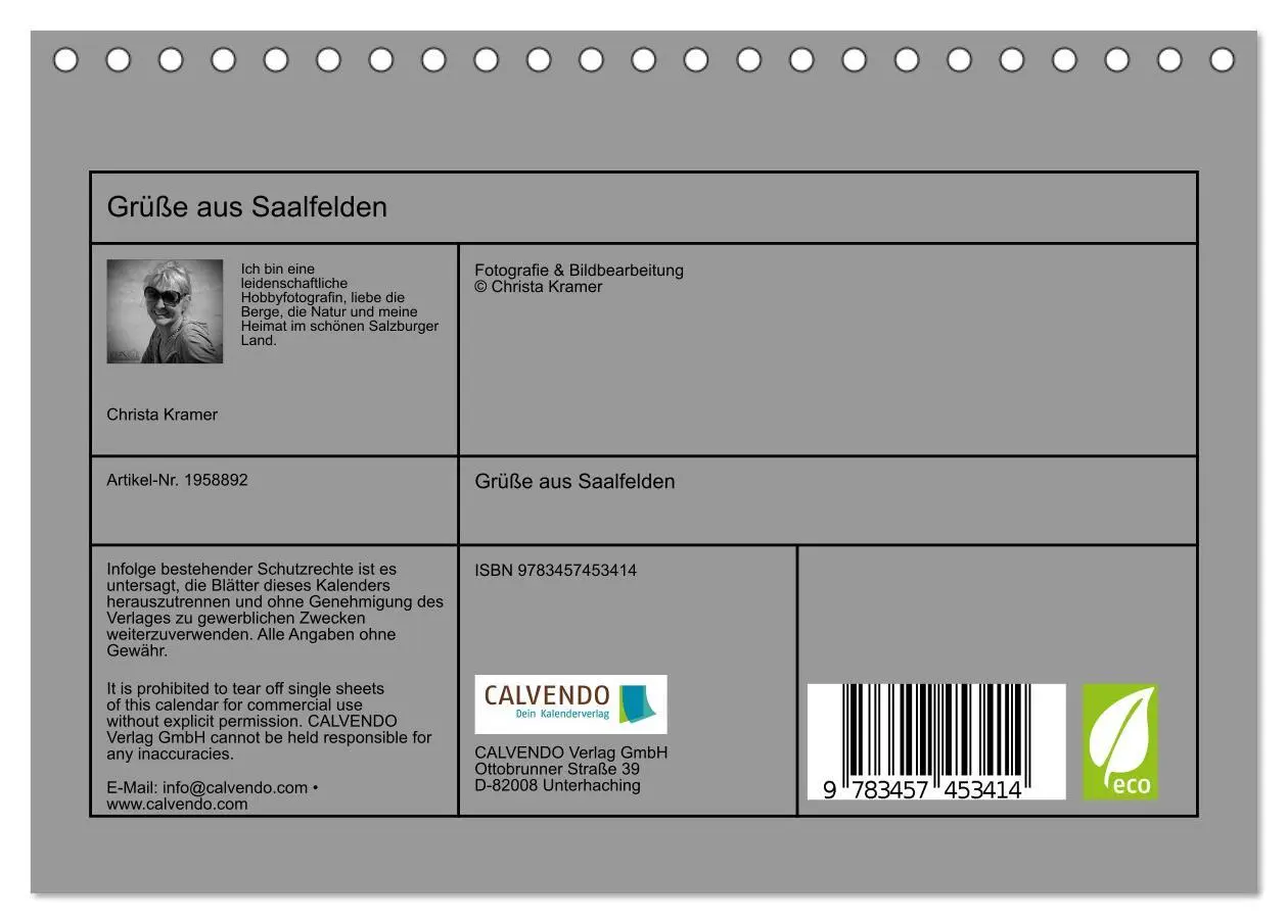 Bild: 9783457453414 | Grüße aus Saalfelden (Tischkalender 2026 DIN A5 quer), CALVENDO...