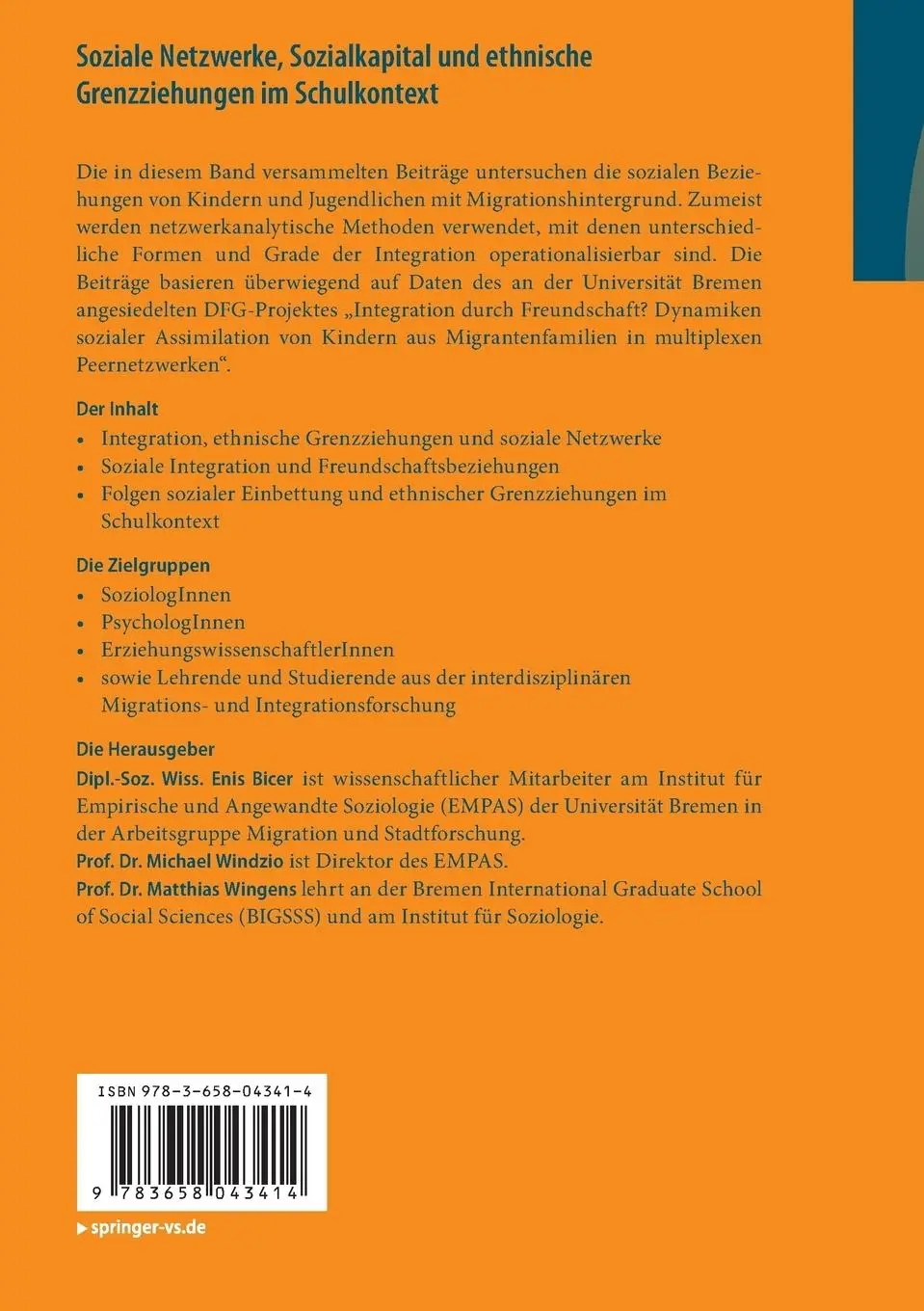 Rückseite: 9783658043414 | Soziale Netzwerke, Sozialkapital und ethnische Grenzziehungen im...