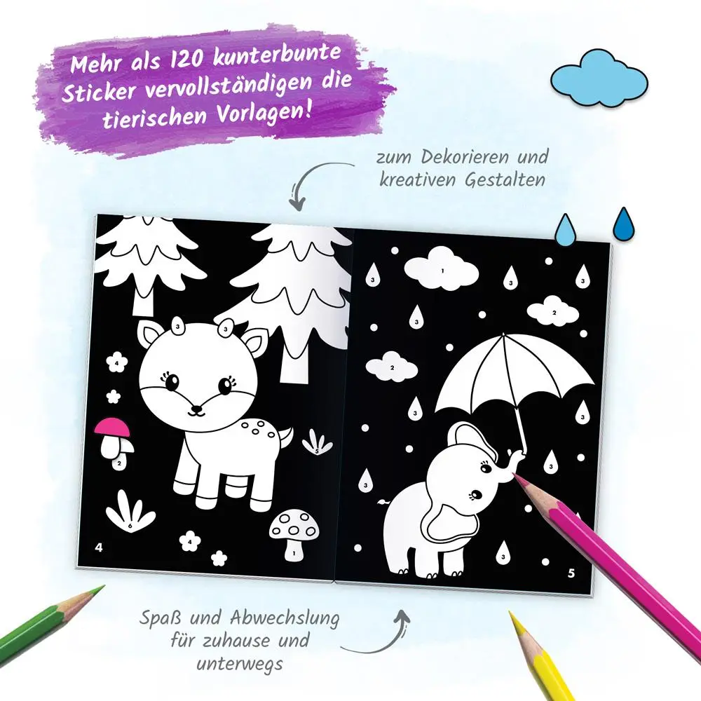 Bild: 9783988023414 | Trötsch Beschäftigungsbuch Malbuch Malen und Stickern nach Zahlen...