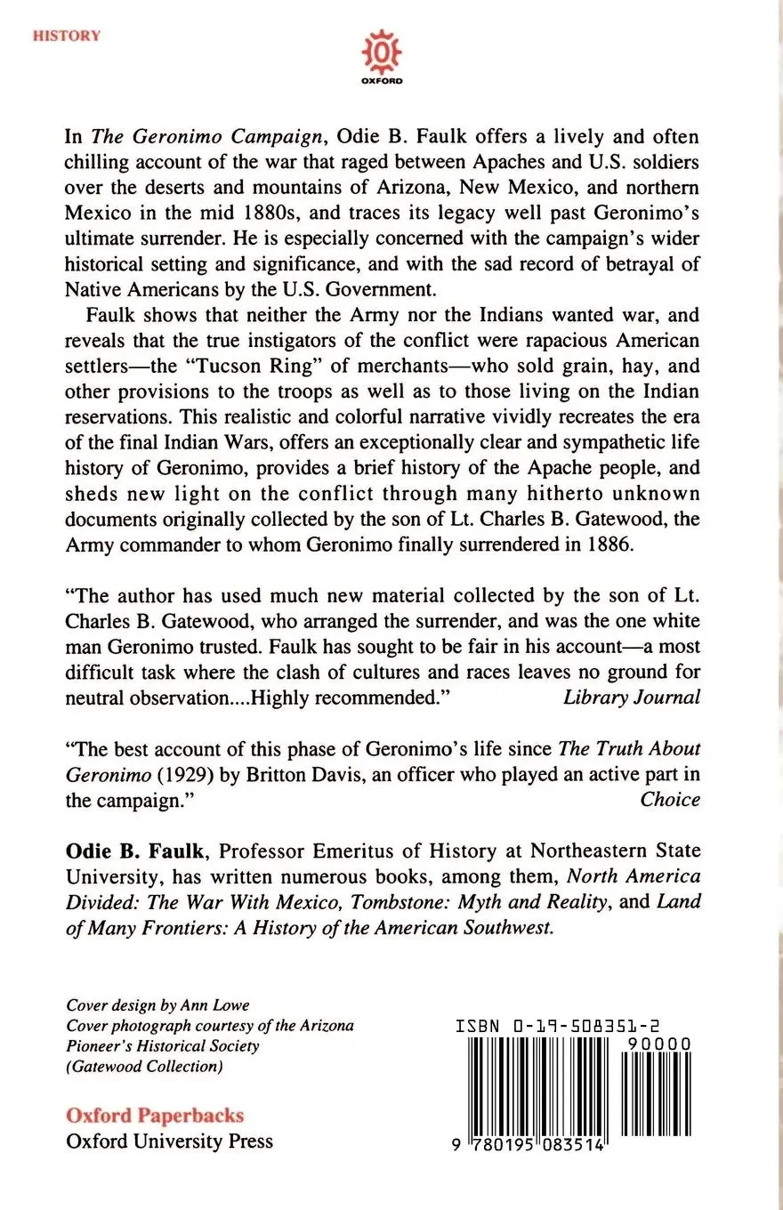 Rückseite: 9780195083514 | The Geronimo Campaign | Odie B. Faulk | Taschenbuch | Englisch | 1993