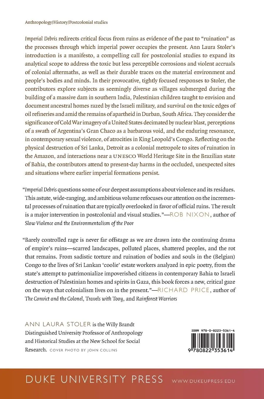 Rückseite: 9780822353614 | Imperial Debris | On Ruins and Ruination | Ann Laura Stoler | Buch
