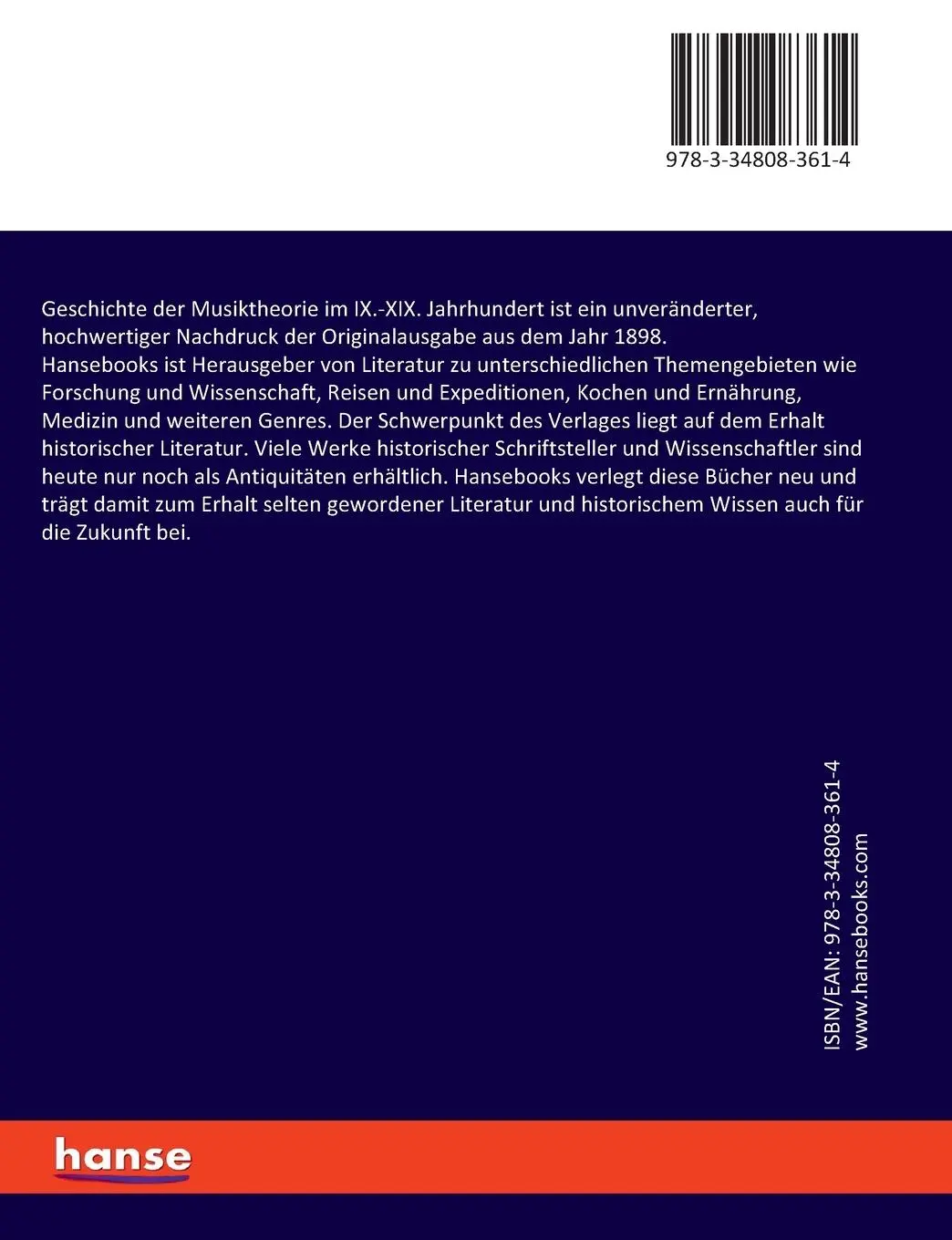 Rückseite: 9783348083614 | Geschichte der Musiktheorie im IX.-XIX. Jahrhundert | Hugo Riemann