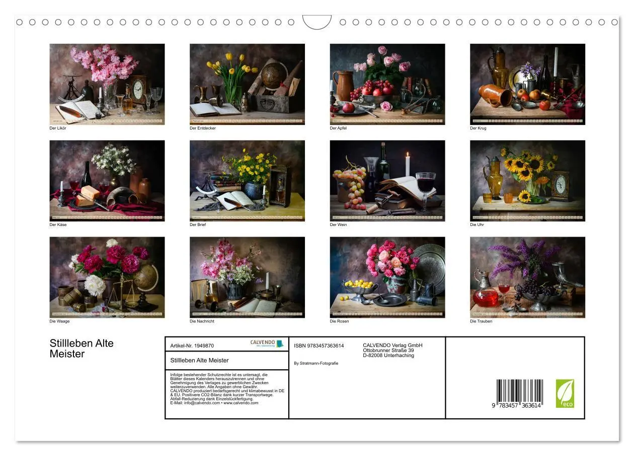 Bild: 9783457363614 | Stillleben Alte Meister (Wandkalender 2026 DIN A3 quer), CALVENDO...
