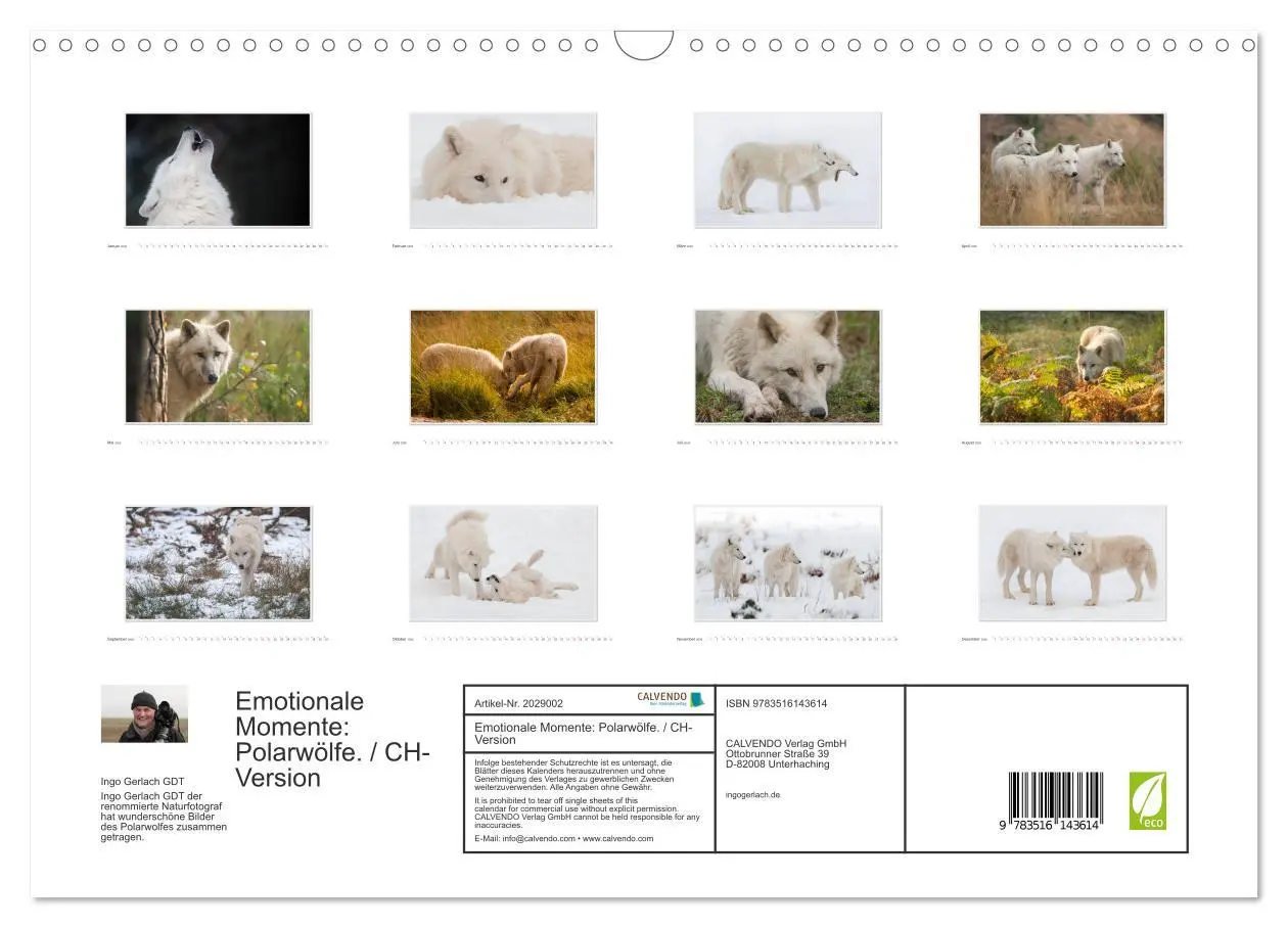 Bild: 9783516143614 | Emotionale Momente: Polarwölfe. / CH-Version (Wandkalender 2026 DIN...