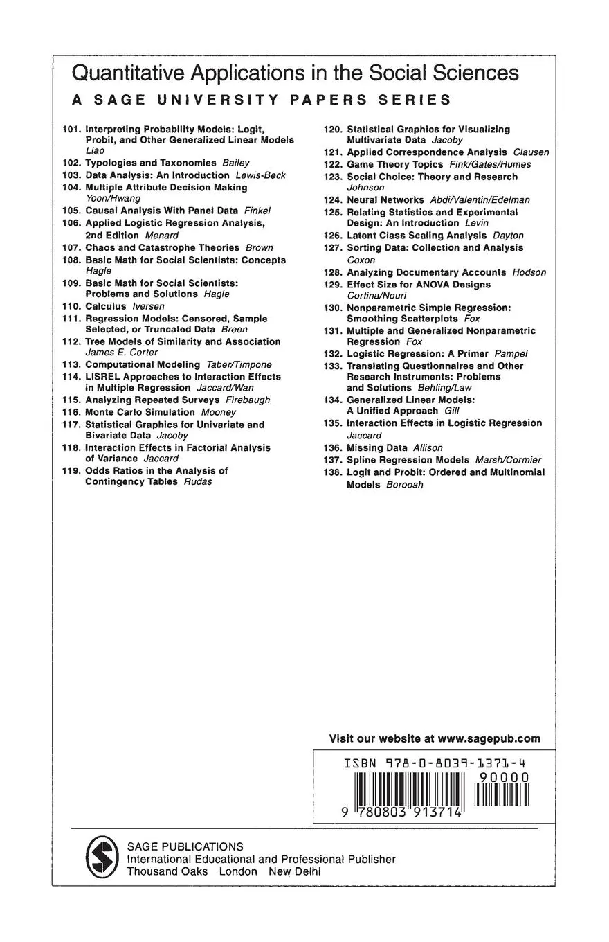 Rückseite: 9780803913714 | Reliability and Validity Assessment | Edward G. Carmines (u. a.)