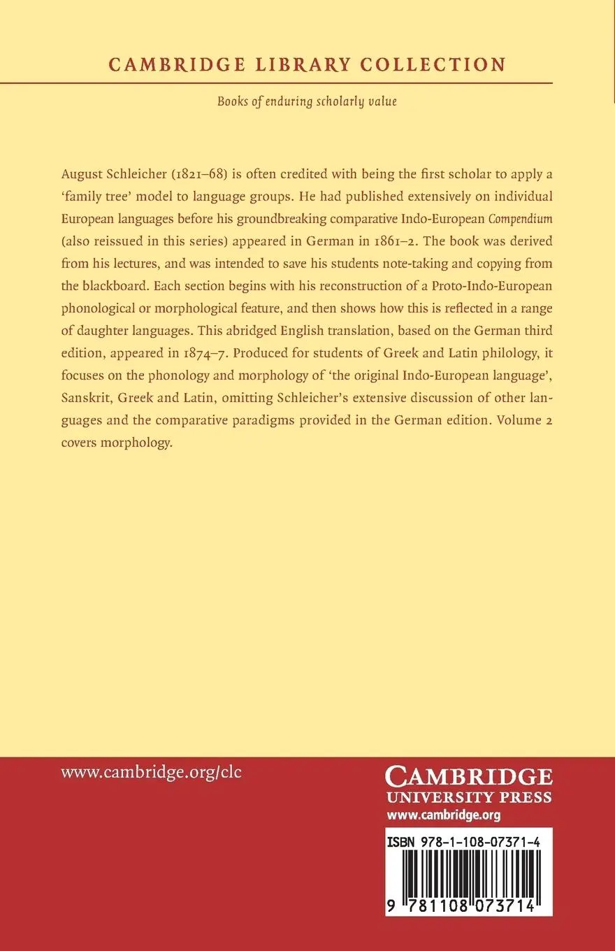 Rückseite: 9781108073714 | A Compendium of the Comparative Grammar of the Indo-European,...