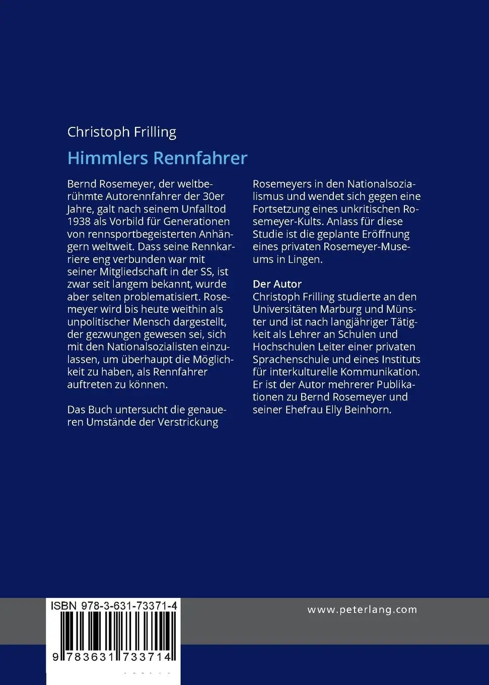 Rückseite: 9783631733714 | Himmlers Rennfahrer | Christoph Frilling | Taschenbuch | Deutsch