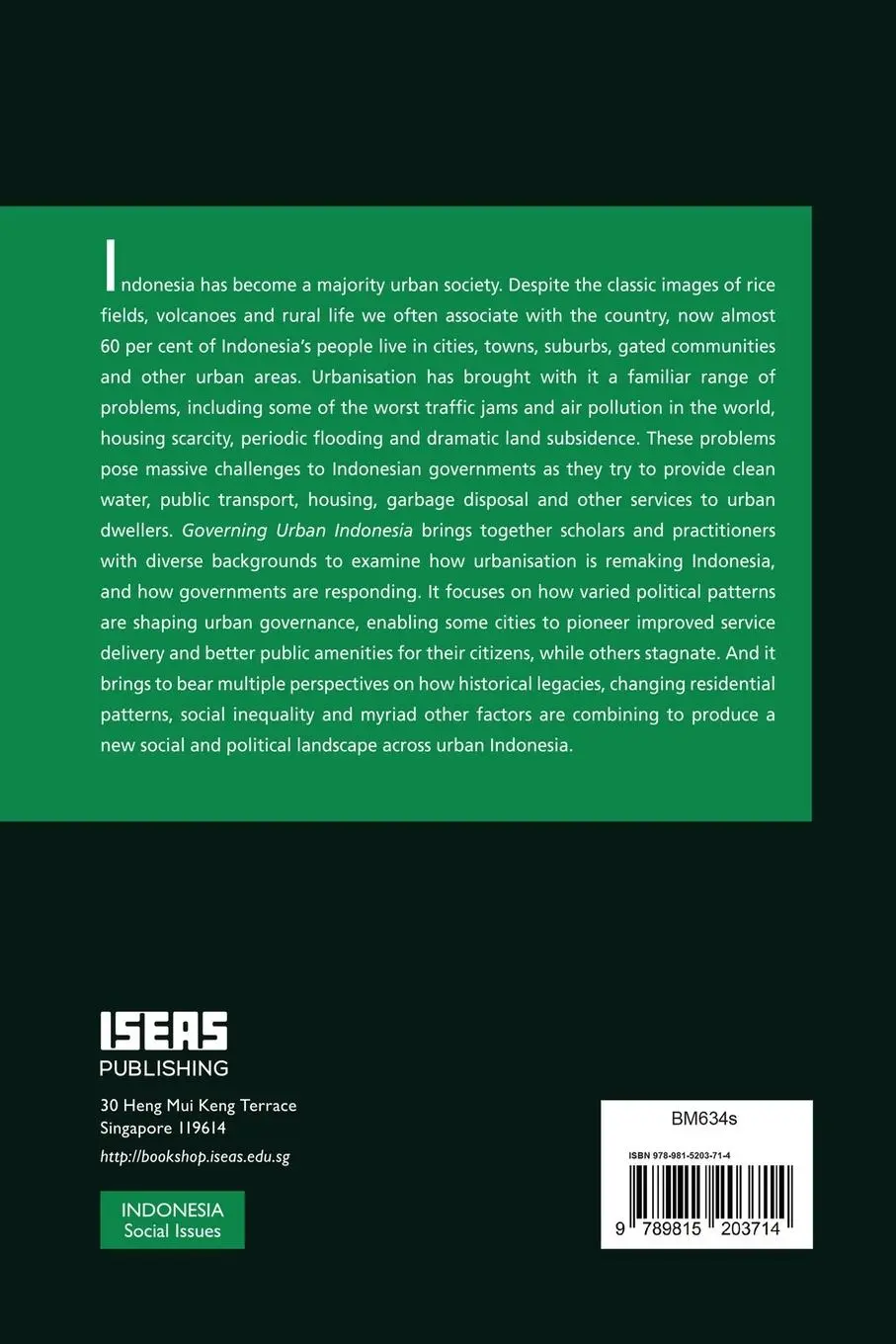 Rückseite: 9789815203714 | Governing Urban Indonesia | Edward Aspinall (u. a.) | Taschenbuch
