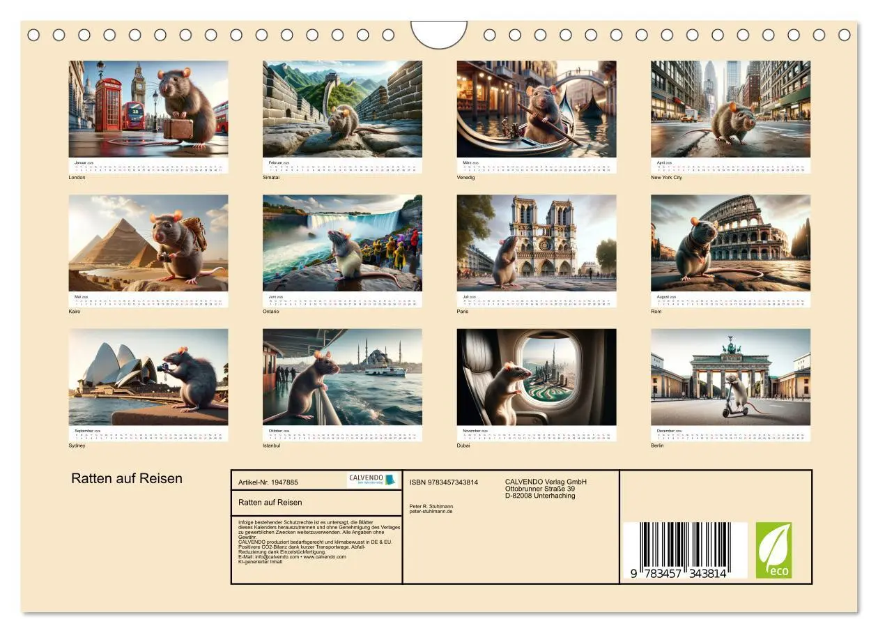 Bild: 9783457343814 | Ratten auf Reisen (Wandkalender 2026 DIN A4 quer), CALVENDO...