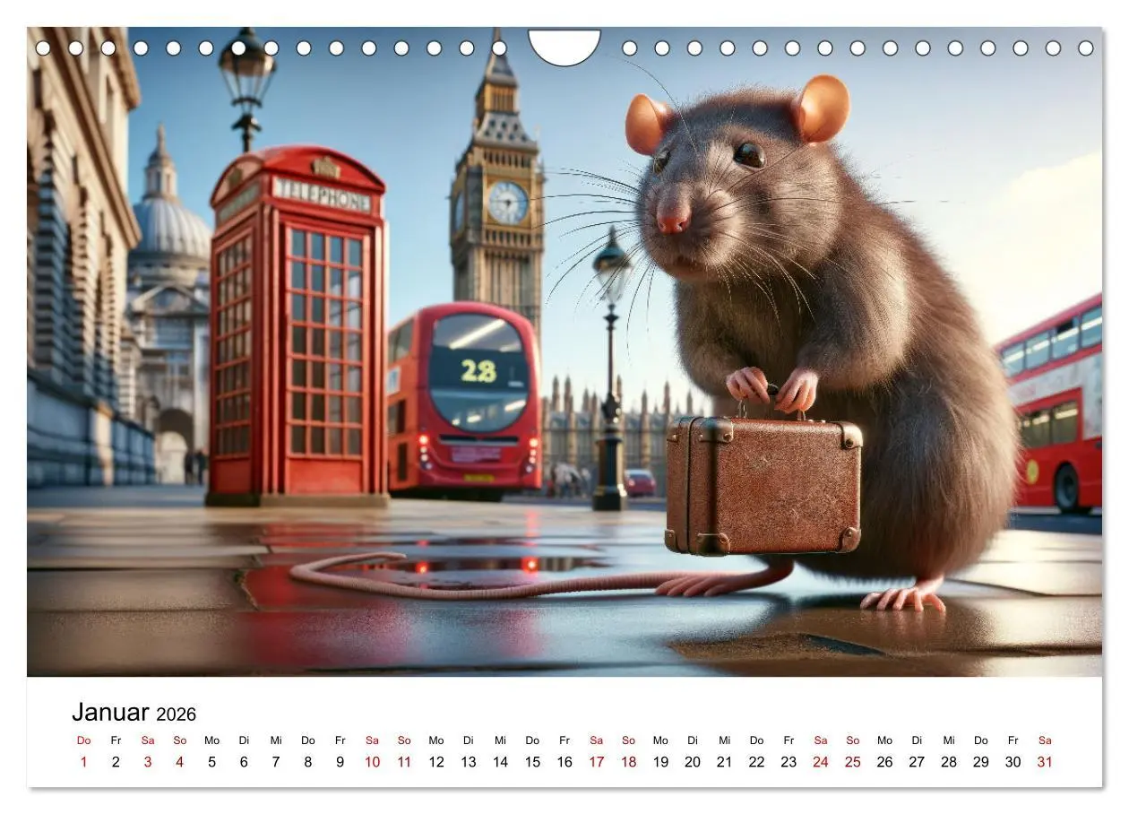 Bild: 9783457343814 | Ratten auf Reisen (Wandkalender 2026 DIN A4 quer), CALVENDO...