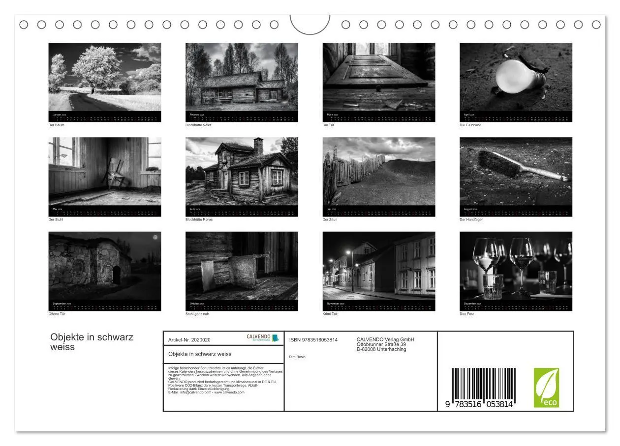 Bild: 9783516053814 | Objekte in schwarz weiss (Wandkalender 2026 DIN A4 quer), CALVENDO...