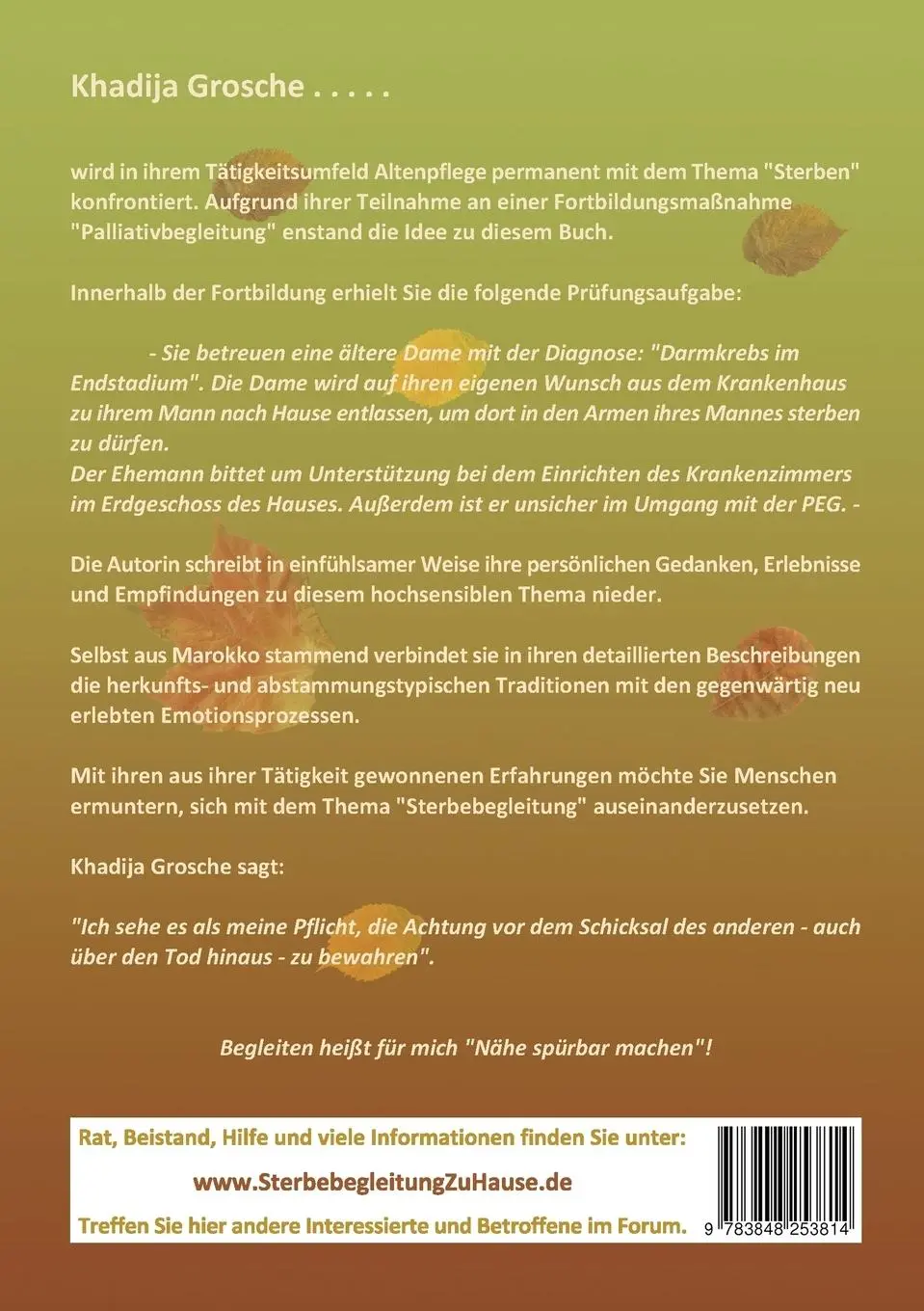 Rückseite: 9783848253814 | Sterbebegleitung zu Hause | Khadija Grosche | Taschenbuch | Paperback