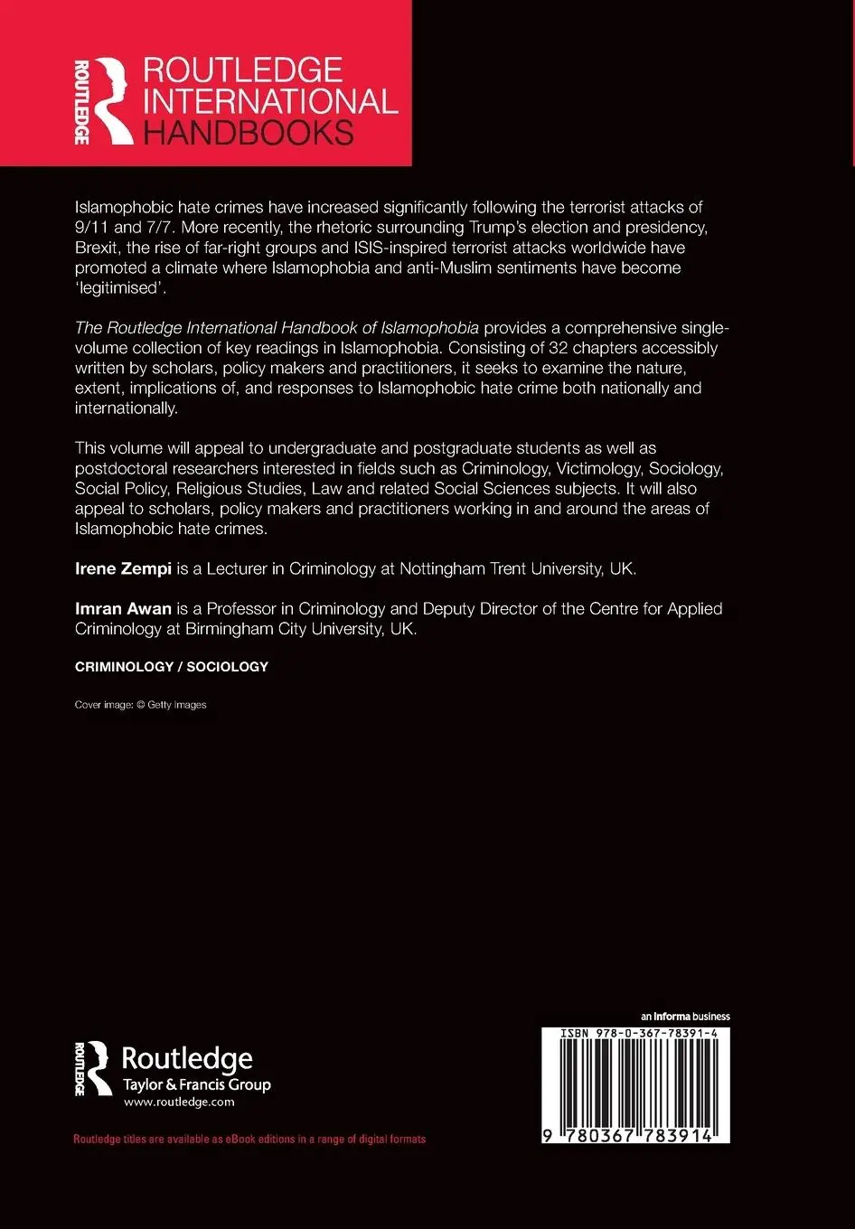 Rückseite: 9780367783914 | The Routledge International Handbook of Islamophobia | Zempi (u. a.)