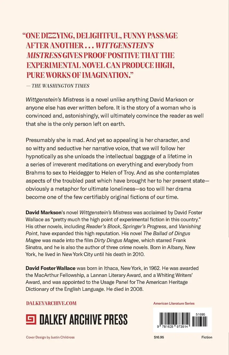 Rückseite: 9781628973914 | Wittgenstein's Mistress | David Markson | Taschenbuch | Englisch