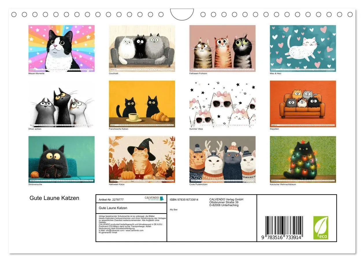 Bild: 9783516733914 | Gute Laune Katzen (Wandkalender 2026 DIN A4 quer), CALVENDO...