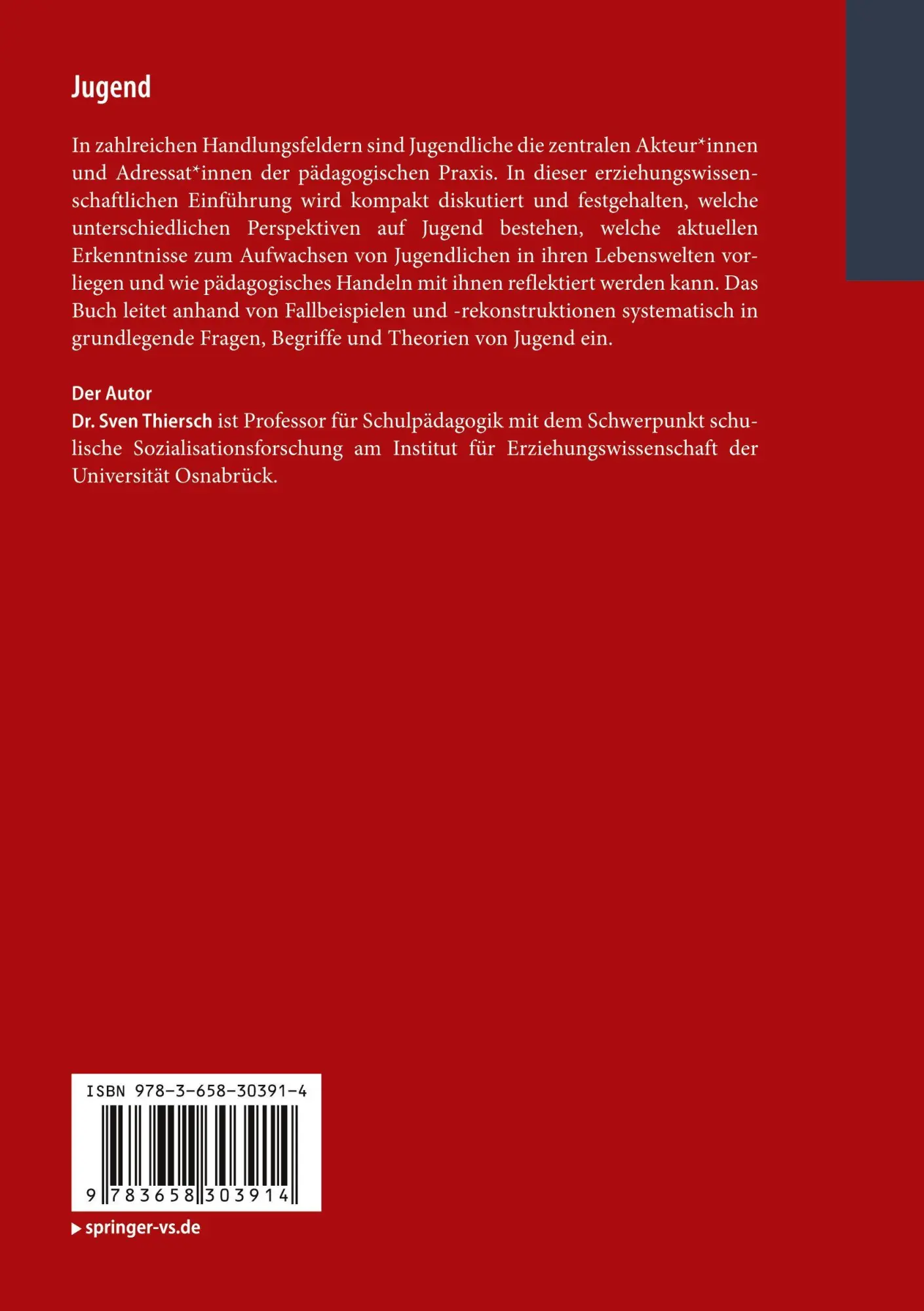 Rückseite: 9783658303914 | Jugend | Eine Einführung | Sven Thiersch | Taschenbuch | viii | 2025