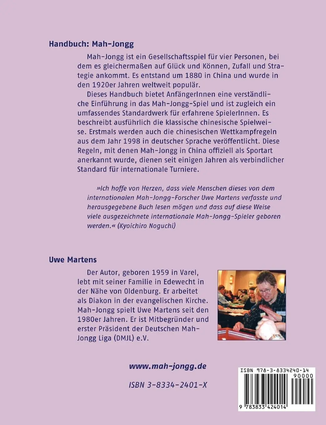 Rückseite: 9783833424014 | Handbuch: Mah-Jongg | Uwe Martens | Taschenbuch | 200 S. | Deutsch