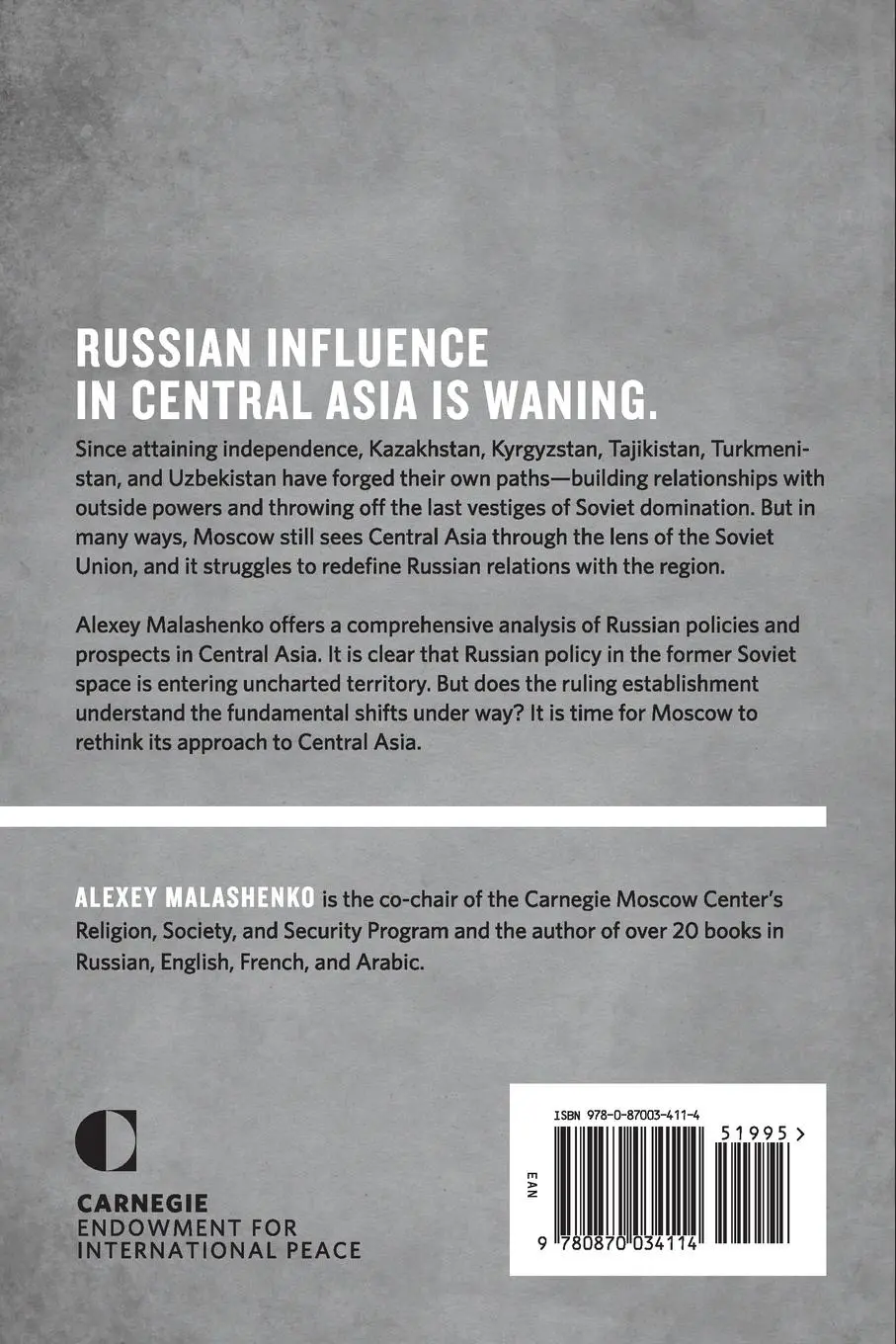 Rückseite: 9780870034114 | The Fight for Influence | Russia in Central Asia | Alexey Malashenko