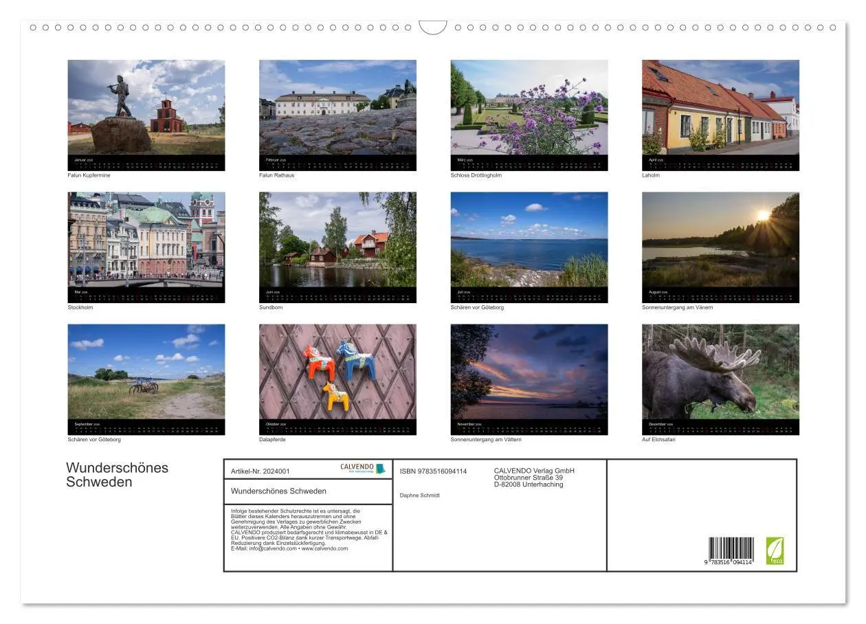 Bild: 9783516094114 | Wunderschönes Schweden (Wandkalender 2026 DIN A2 quer), CALVENDO...