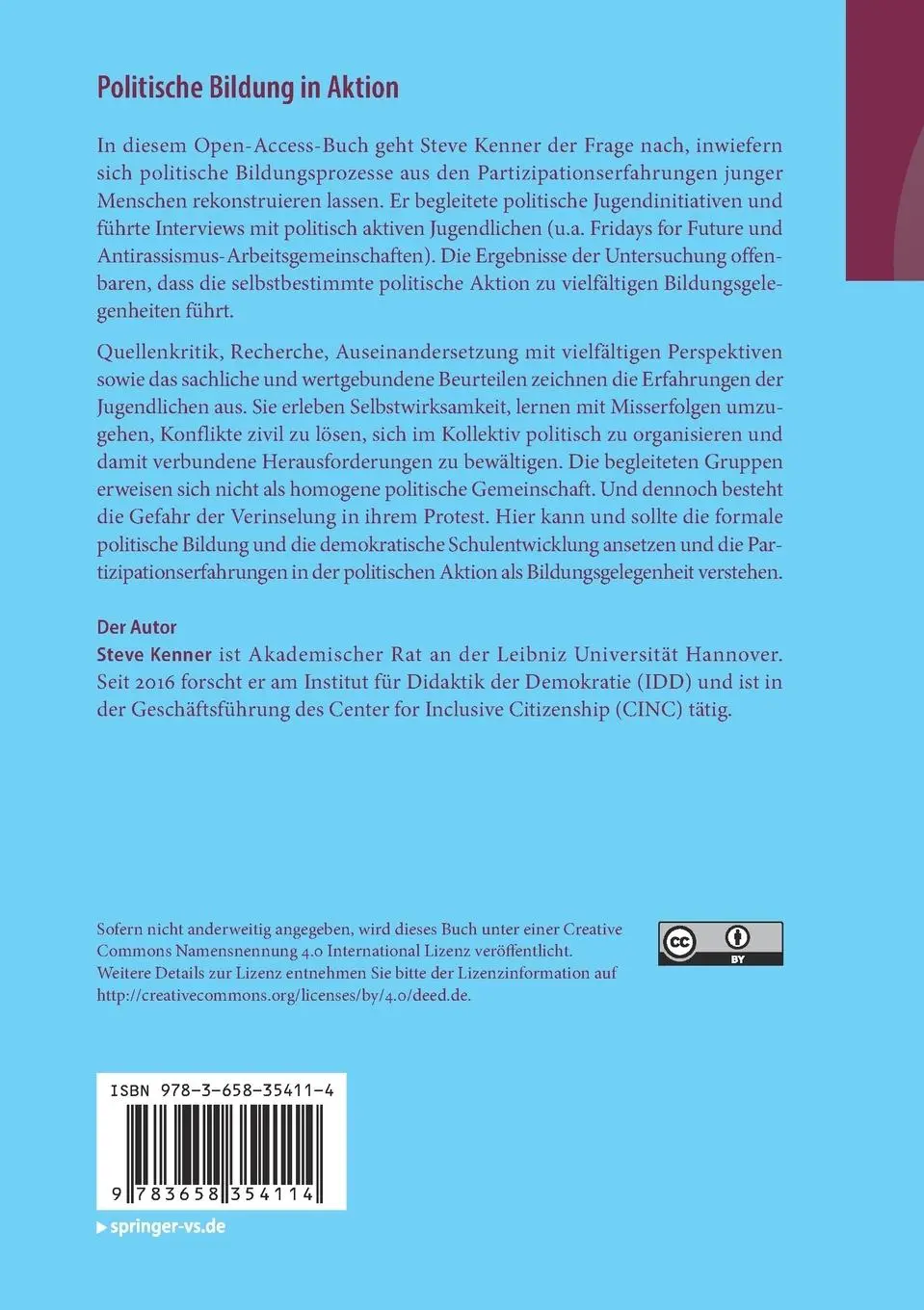 Rückseite: 9783658354114 | Politische Bildung in Aktion | Steve Kenner | Taschenbuch | x | 2021