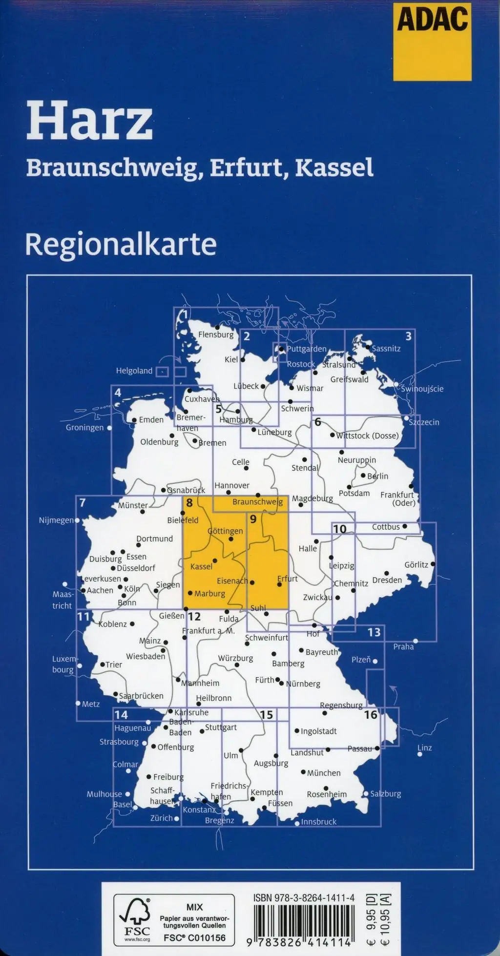 Bild: 9783826414114 | ADAC Regionalkarte Blatt 8 Harz 1:150 000 | (Land-)Karte | 1 S. | 2020