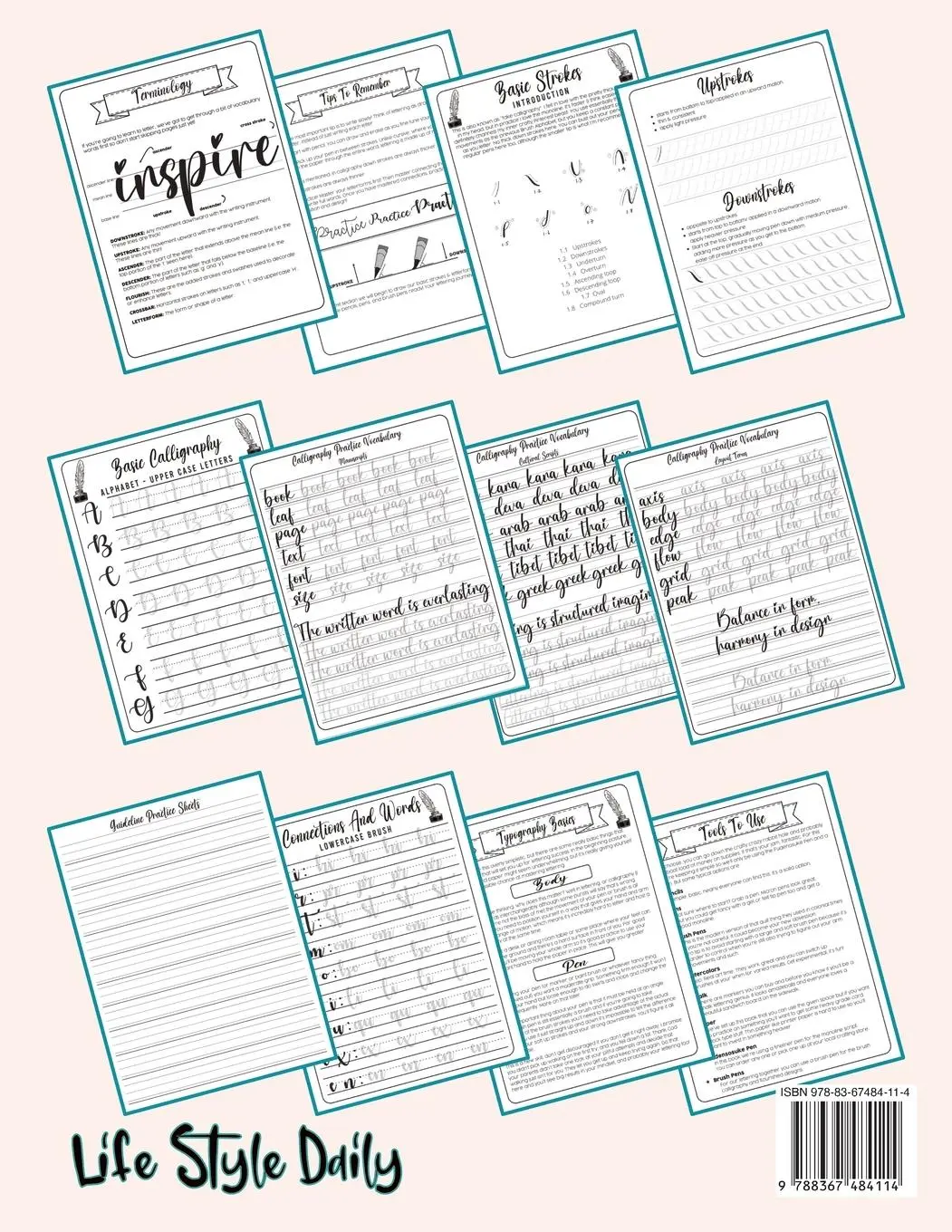 Rückseite: 9788367484114 | Calligraphy Workbook for Beginners | Life Daily Style | Taschenbuch