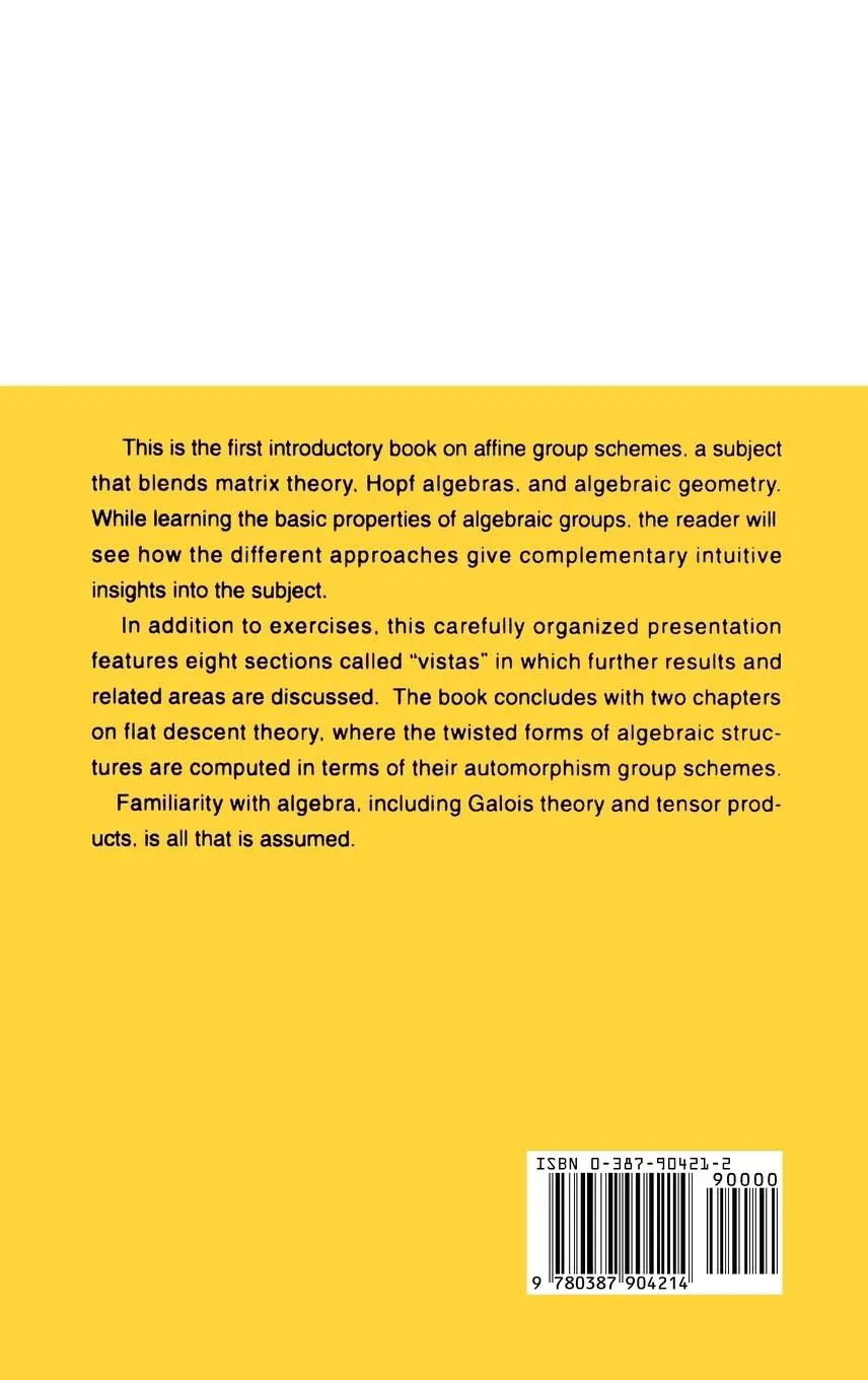 Rückseite: 9780387904214 | Introduction to Affine Group Schemes | W. C. Waterhouse | Buch | xii