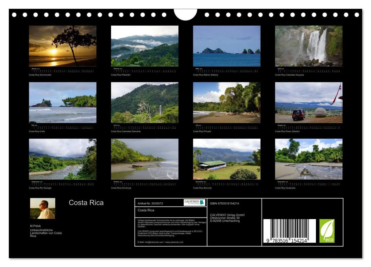 Bild: 9783516154214 | Costa Rica (Wandkalender 2026 DIN A4 quer), CALVENDO Monatskalender