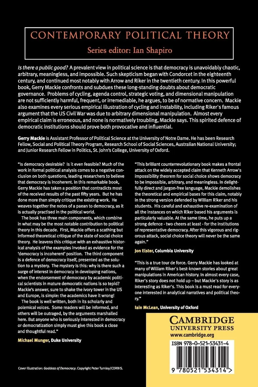 Rückseite: 9780521534314 | Democracy Defended | Gerry Mackie | Taschenbuch | Englisch | 2003