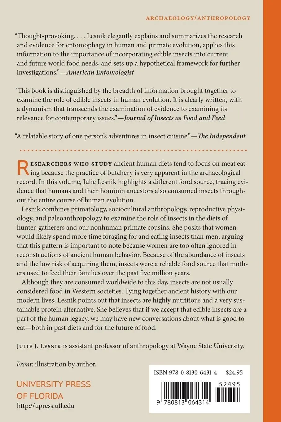 Rückseite: 9780813064314 | Edible Insects and Human Evolution | Julie J Lesnik | Taschenbuch