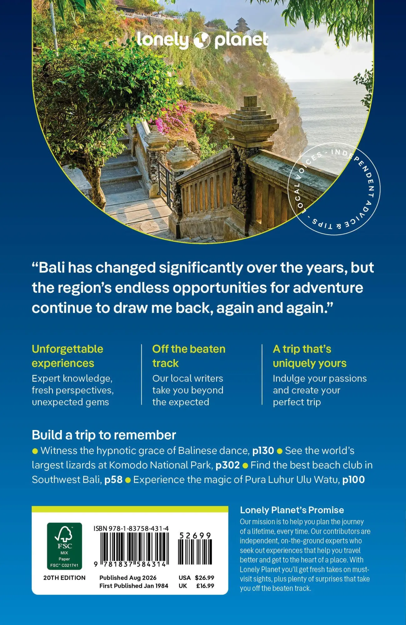 Bild: 9781837584314 | Lonely Planet Bali, Lombok &amp; Nusa Tenggara | Sarah Reid (u. a.) | Buch