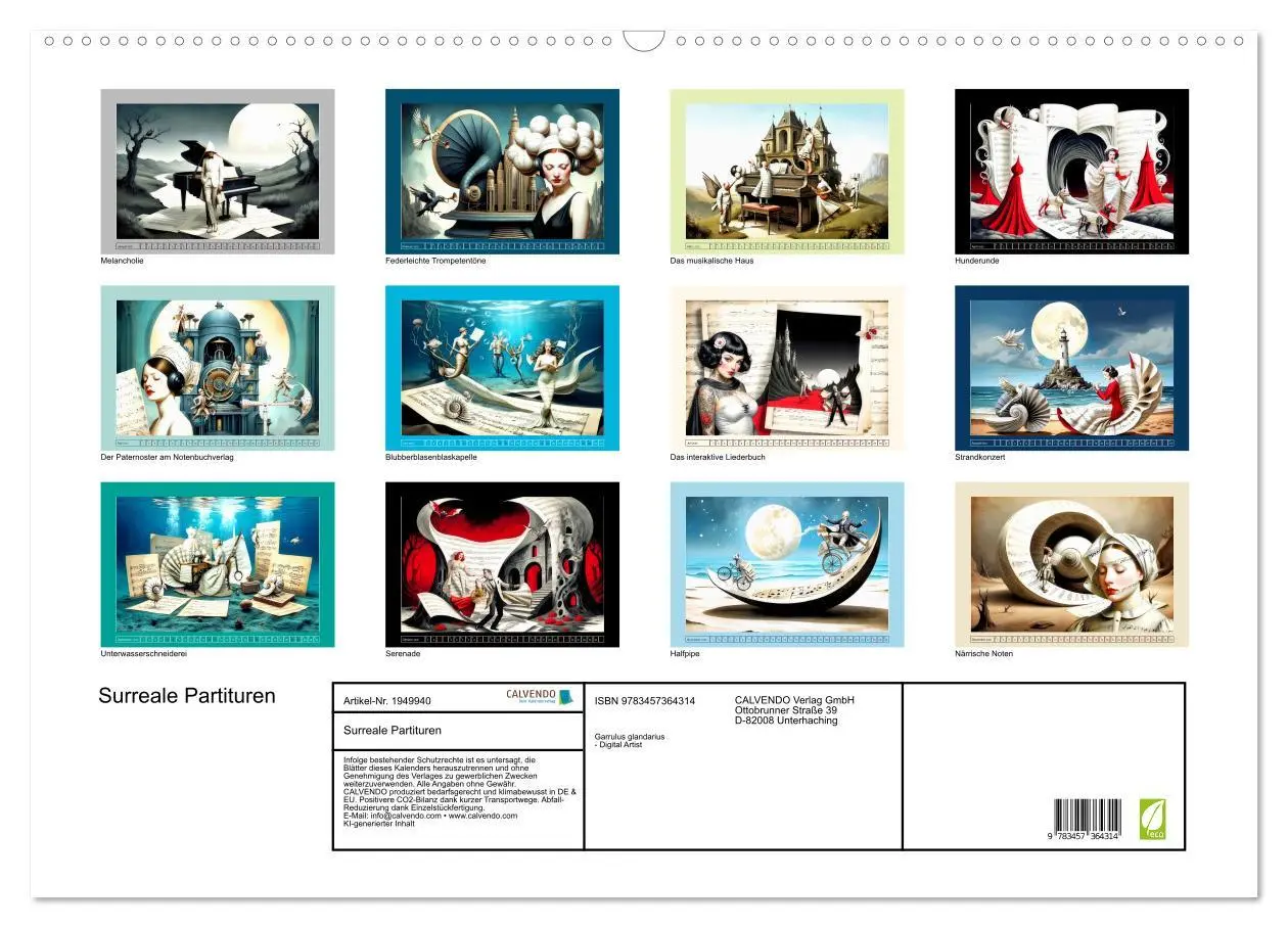 Bild: 9783457364314 | Surreale Partituren (Wandkalender 2026 DIN A2 quer), CALVENDO...