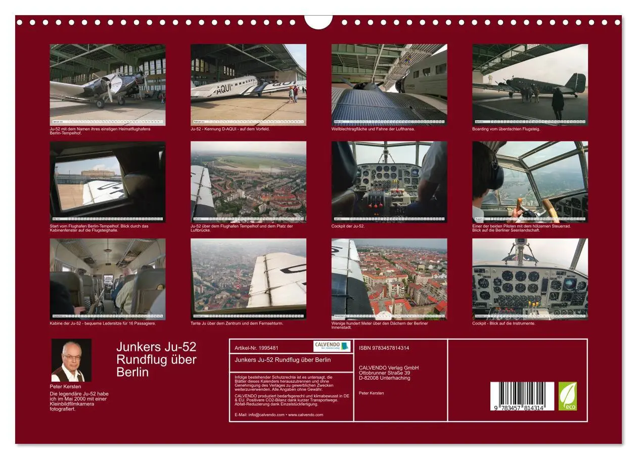 Bild: 9783457814314 | Junkers Ju-52 Rundflug über Berlin (Wandkalender 2026 DIN A3 quer),...