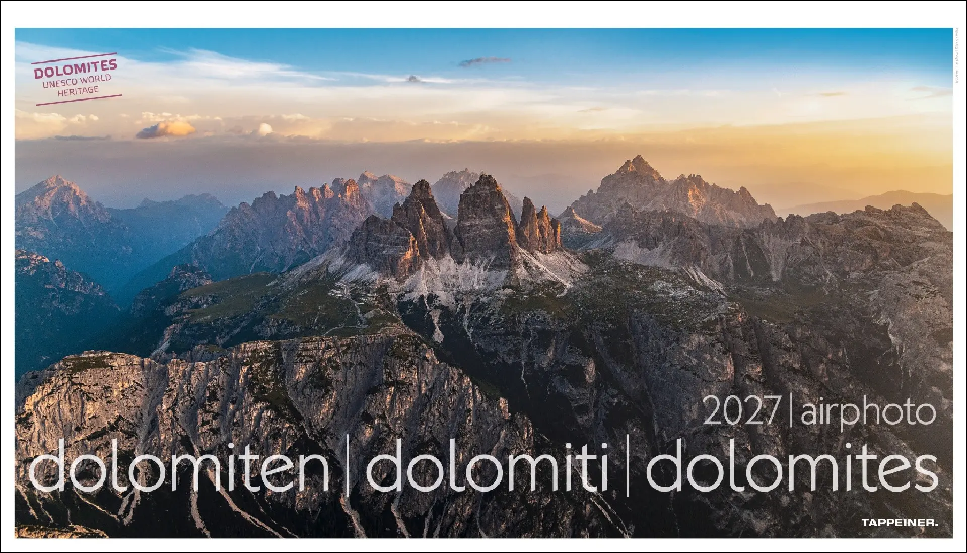 Cover: 9791280864314 | Luftbildkalender Dolomiten 2027 | Christjan/Holz, Dietrich Ladurner