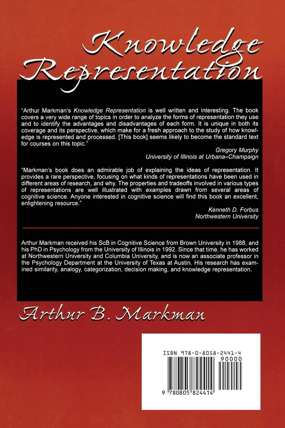 Rückseite: 9780805824414 | Knowledge Representation | Arthur B Markman | Taschenbuch | Englisch