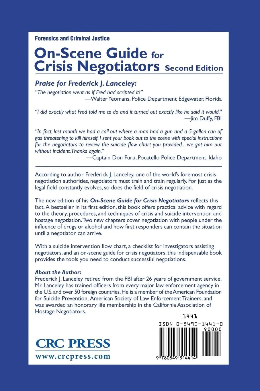 Rückseite: 9780849314414 | On-Scene Guide for Crisis Negotiators | Frederick J. Lanceley | Buch