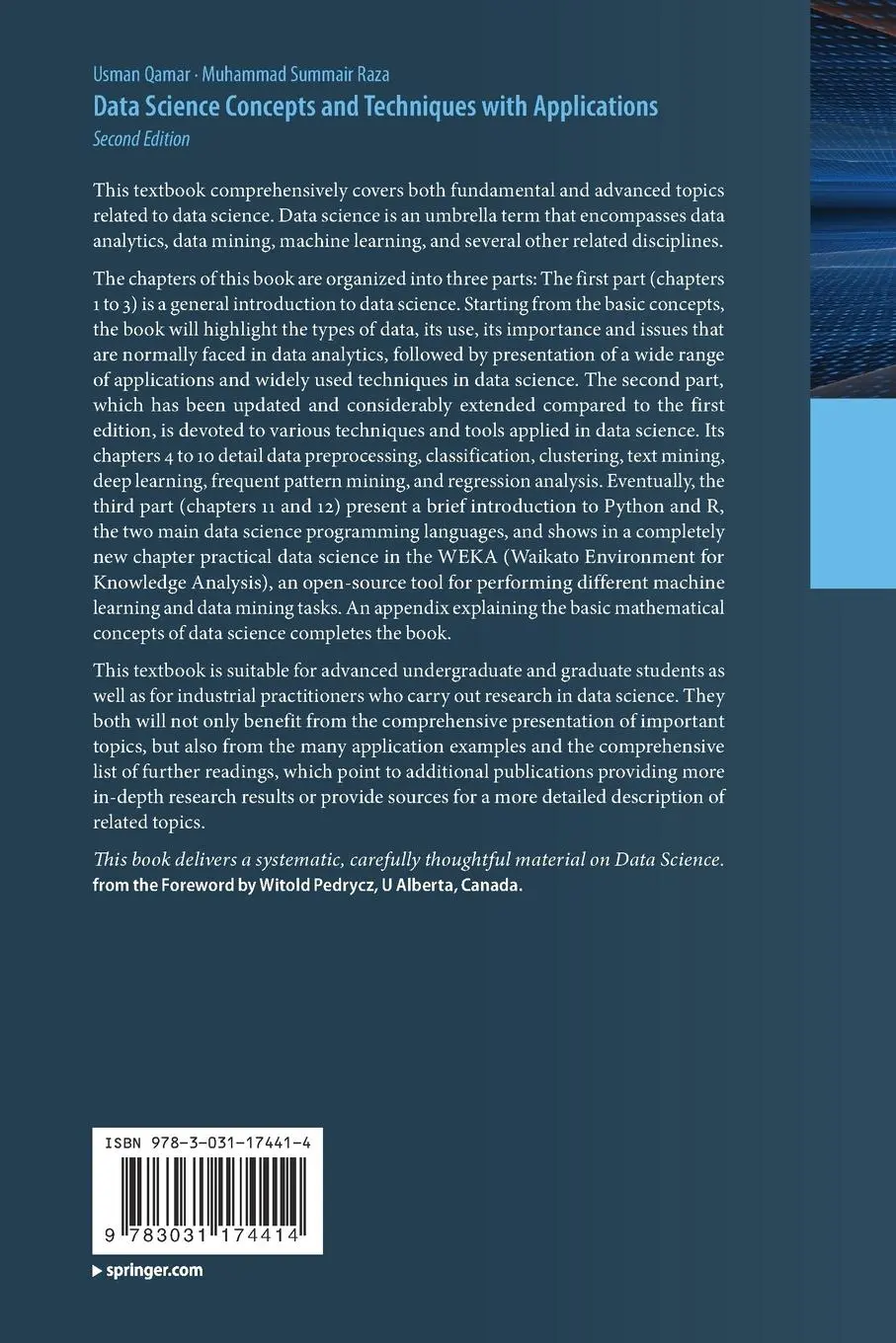 Rückseite: 9783031174414 | Data Science Concepts and Techniques with Applications | Raza (u. a.)