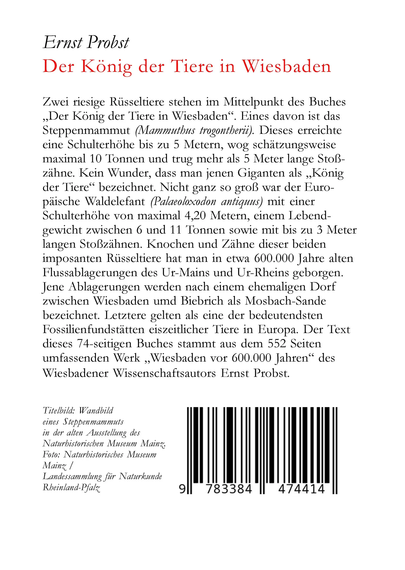 Rückseite: 9783384474414 | Der König der Tiere in Wiesbaden | Ernst Probst | Buch | 76 S. | 2024