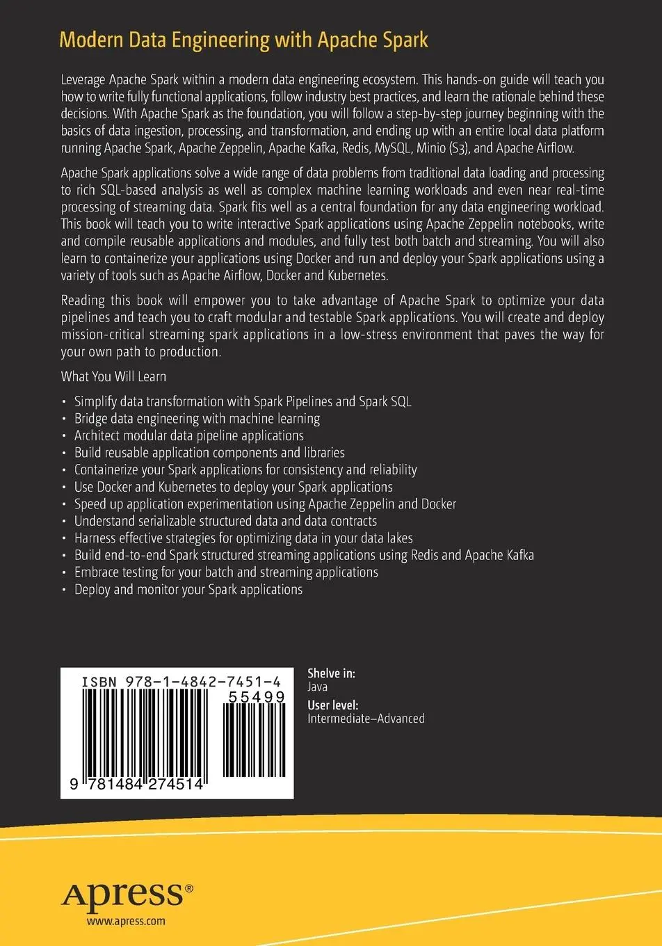 Rückseite: 9781484274514 | Modern Data Engineering with Apache Spark | Scott Haines | Taschenbuch