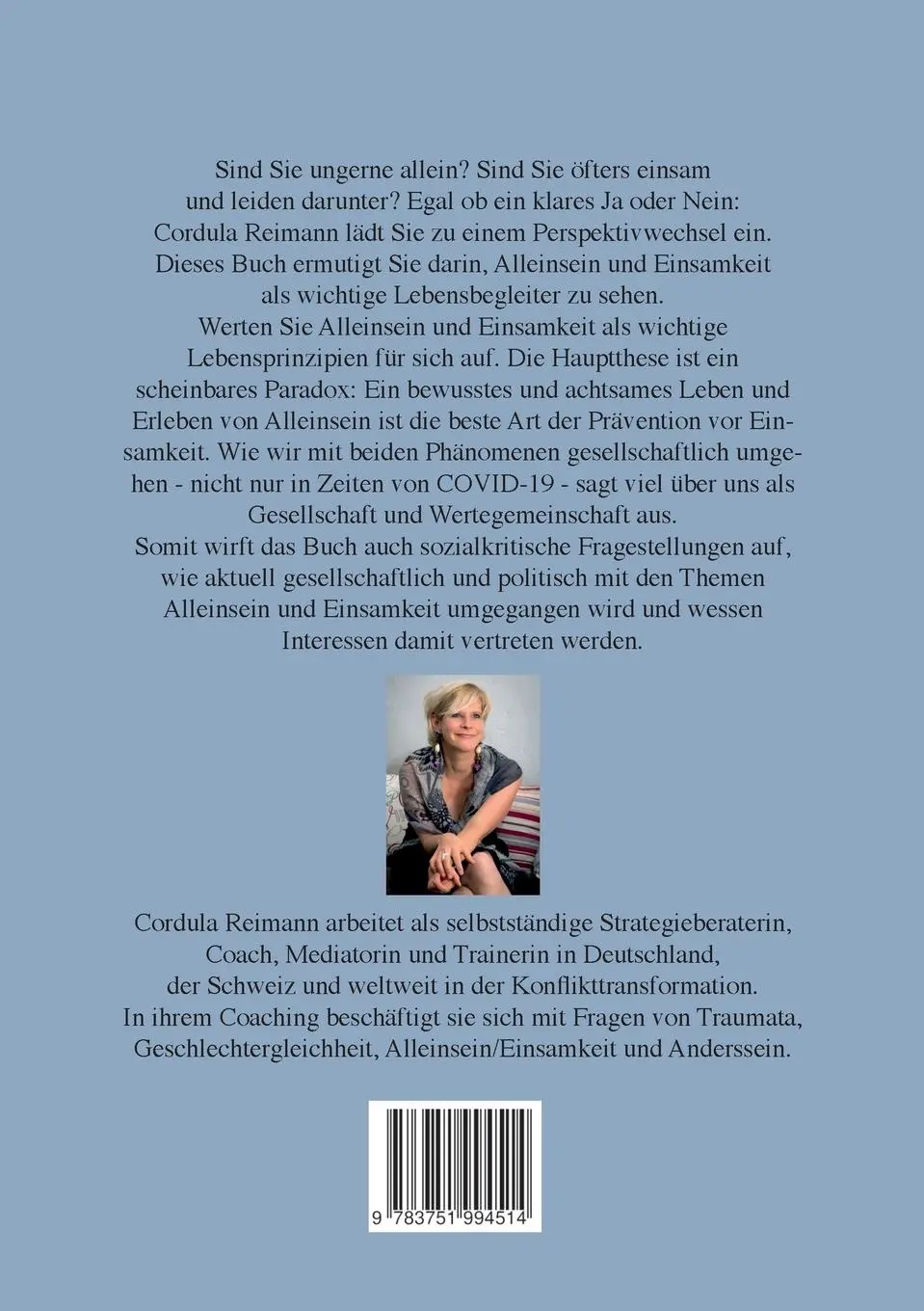 Rückseite: 9783751994514 | Das Alleinsein-Einsamkeit-Paradox | Cordula Reimann | Taschenbuch