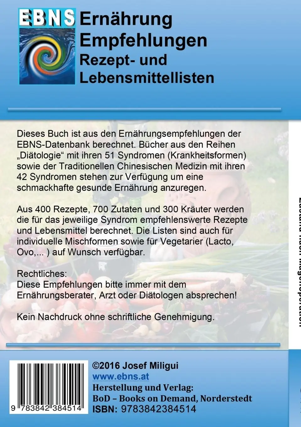 Rückseite: 9783842384514 | Ernährung nach Magenoperation | Josef Miligui | Taschenbuch | 50 S.